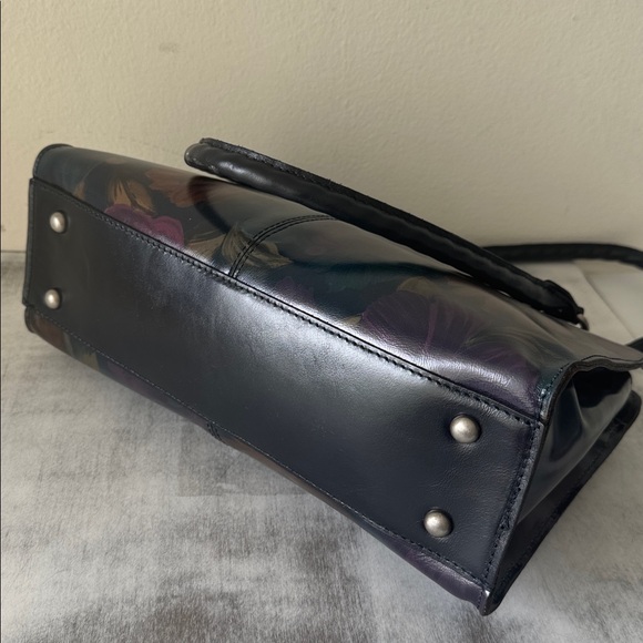 Patricia Nash Rienzo Floral Black Leather Peruvian Painting Shoulder Handbag - Picture 11 of 16